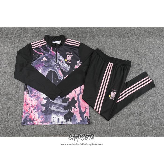 Chandal de Sudadera del Japon Dragon 2024-2025 Nino Negro y Rosa